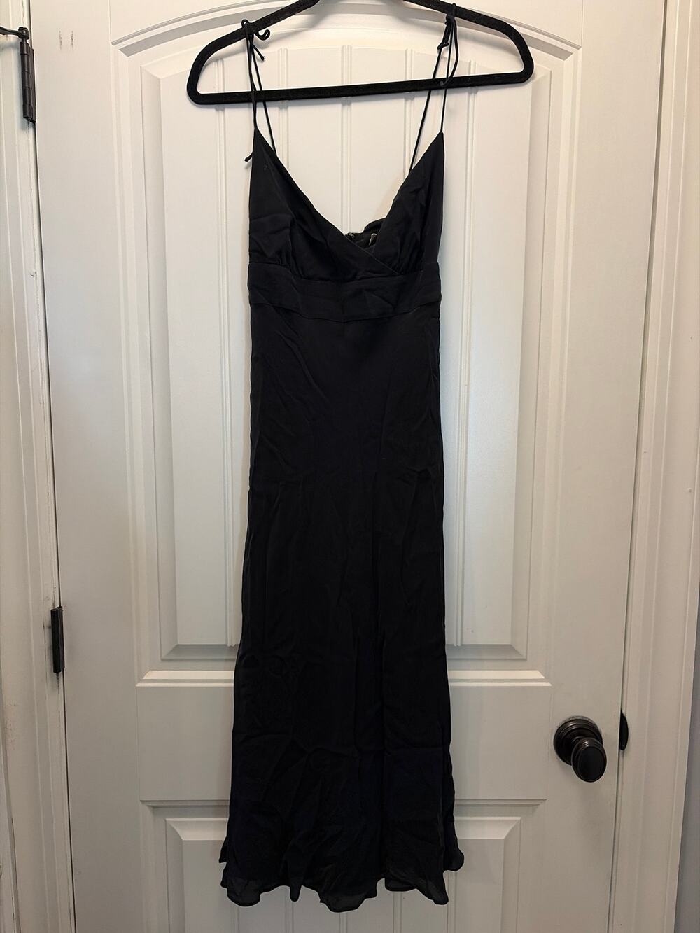 J. Crew Women’s Tie-Shoulder 90's Gothic Silk Midi Dress Party Size 0 Black